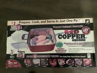 Red Copper Square 10 inch It   Broil,Bake, Steam ,Fry, Sauté , Braise, Deep Fry, and Roast.