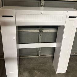 Wooden Over The Toilet Storage Cabinet with Doors Keep Tissue Deccor Drop Door Spacesaver