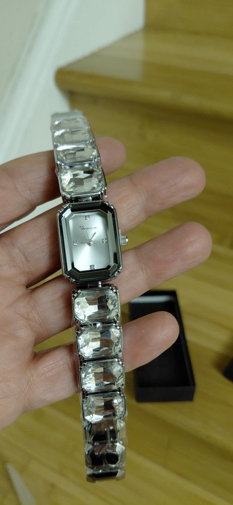 Brand New Women Square Watch Luxury Staniless Steel water Diamond Original Quartz Bracelet Clock