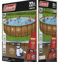 Coleman Power Steel 22 ft. x 52 in. Round Metal Frame Above Ground Pool Set