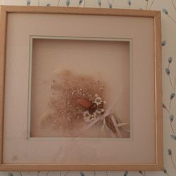 Beautiful Framed dried pink floral art work. 