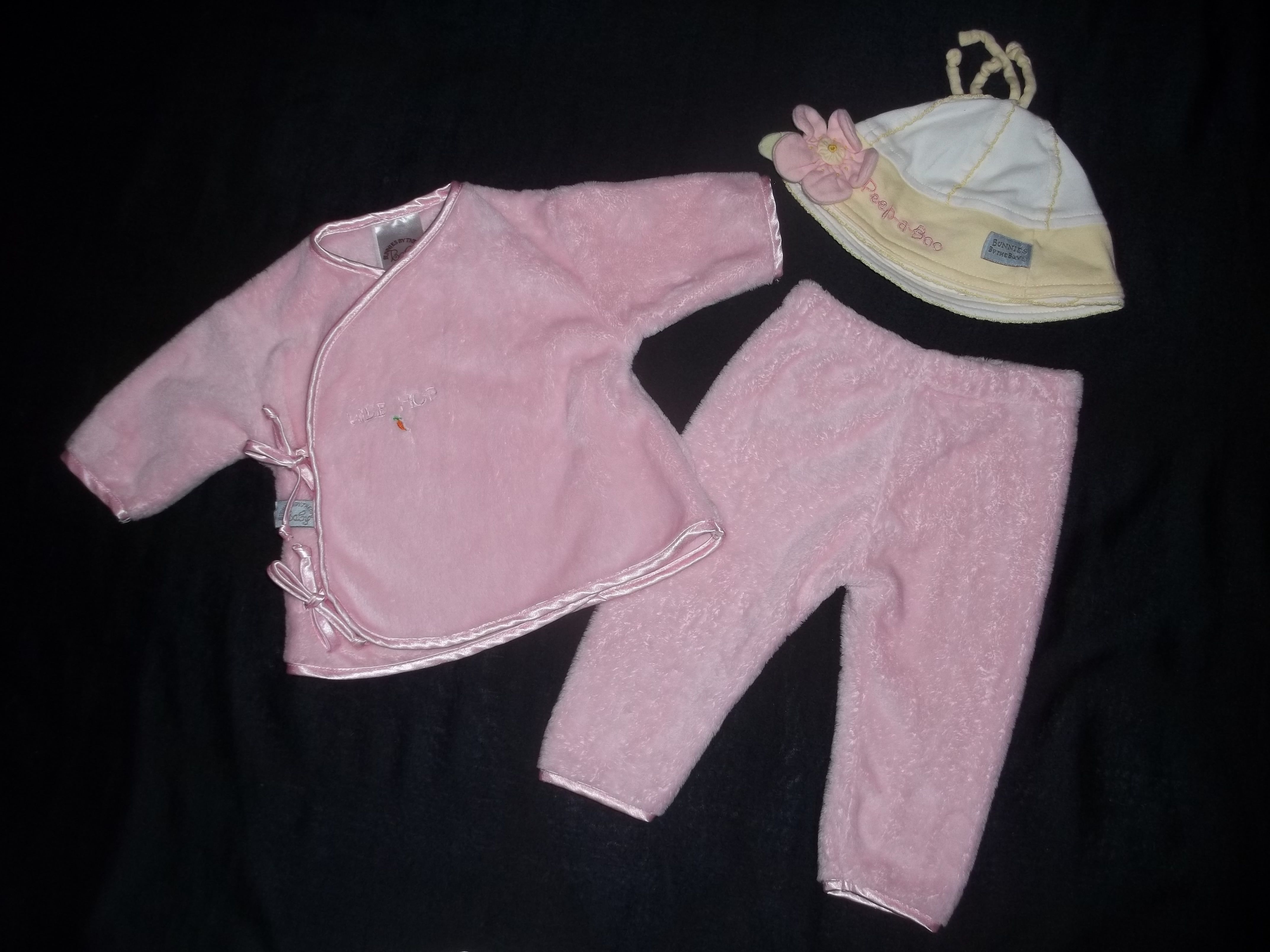 Bunnies by The Bay Baby Girls 0-3M Pink Clothes Outfit Hat Lot 0-3 Months