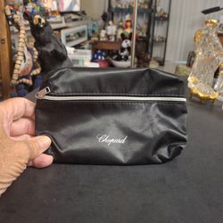 Chopard Unisex Cosmetic Or Toiletry Bag - Black Zippered Case For Amenities, Great For Travel Or Everyday Use 7.5" X 5"