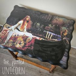 Small side table with decoupaged image