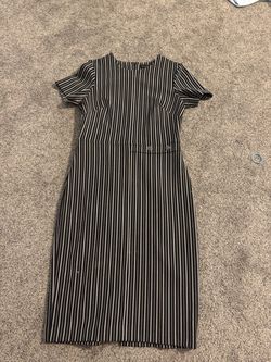Size 10 Banana Republic Black and White Pinstripe Midi Dress