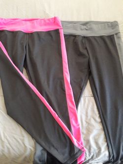 2 pair of workout leggings pink & grey lg