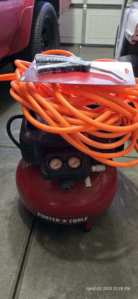 Porter Cable Compressor/ Hose/ Blow Gun