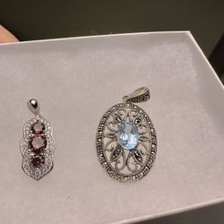 Wow 🤩 !! Beautiful Gemstone + 925 Sterling Silver Pendants !!