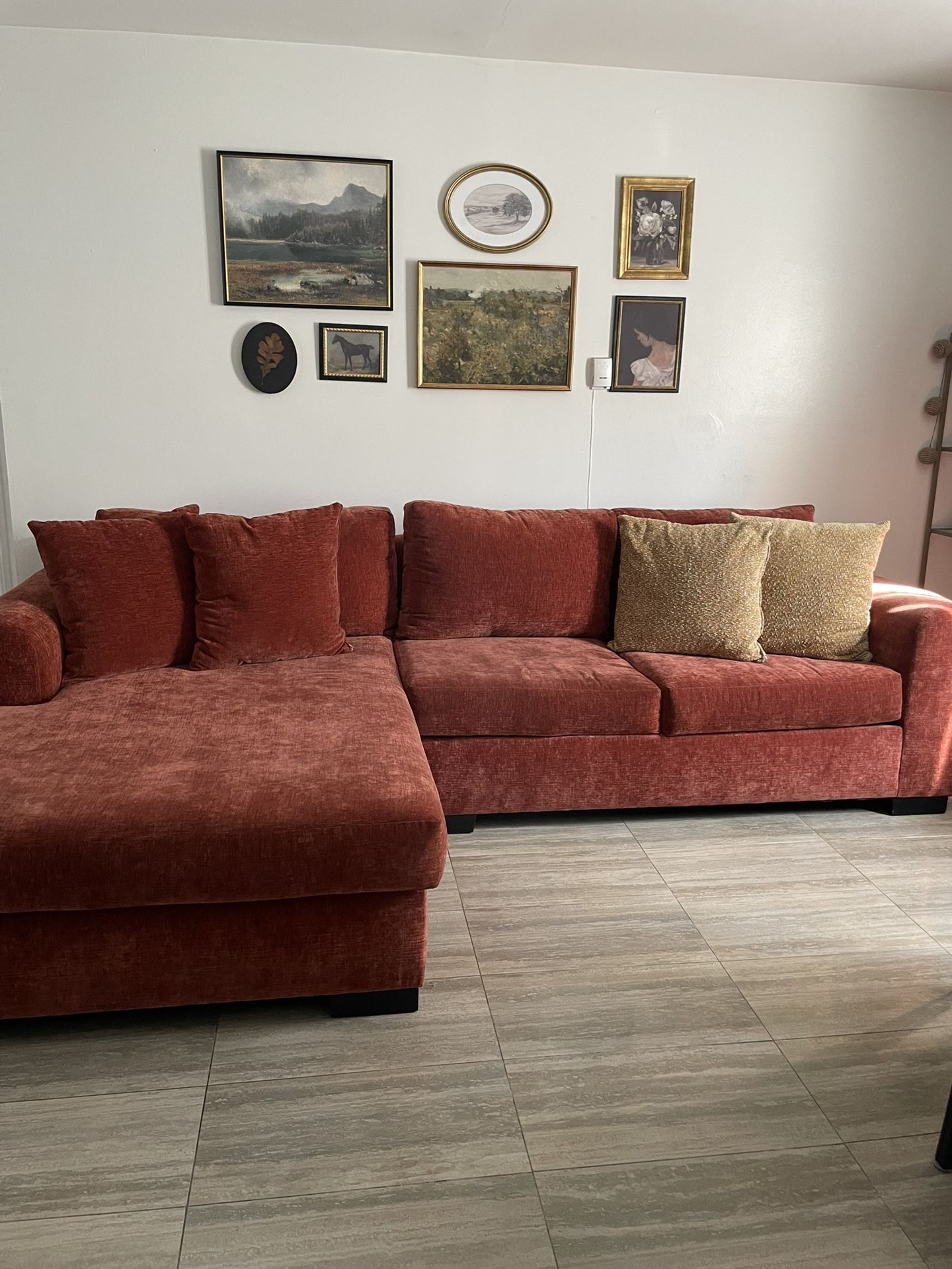 Burnt Orange/red Sectional Couch