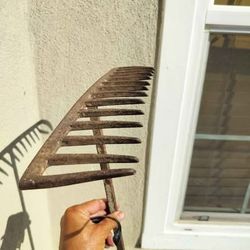 Antique Vintage Heavy Iron Farm & Garden Rake - Primitive Rustic Decor
