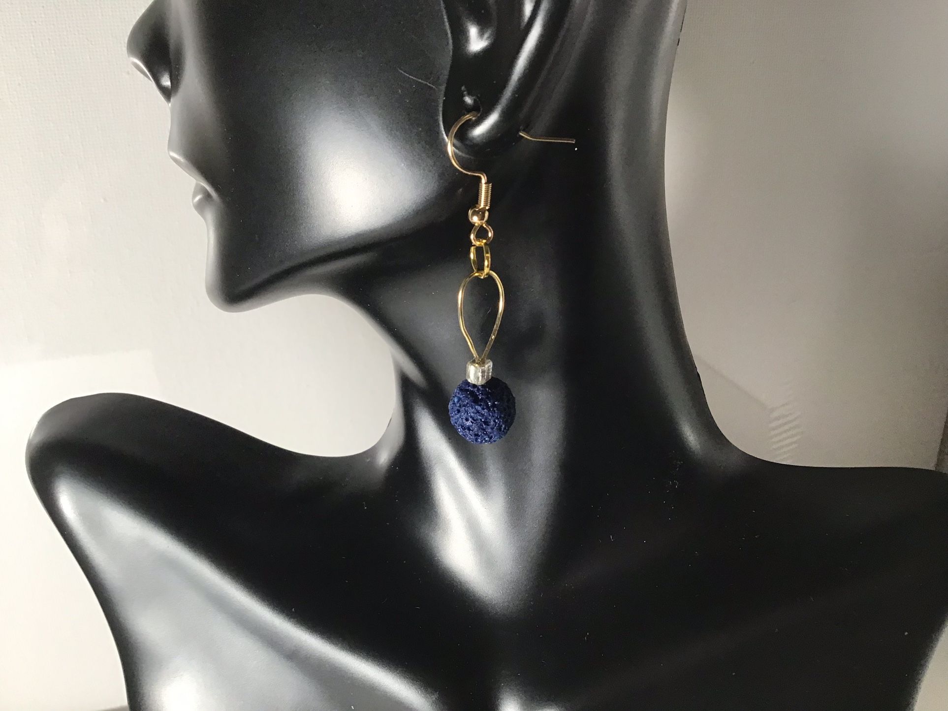   Hershal’s Hidden Treasure Volcanic Lava Stone Blue Earrings