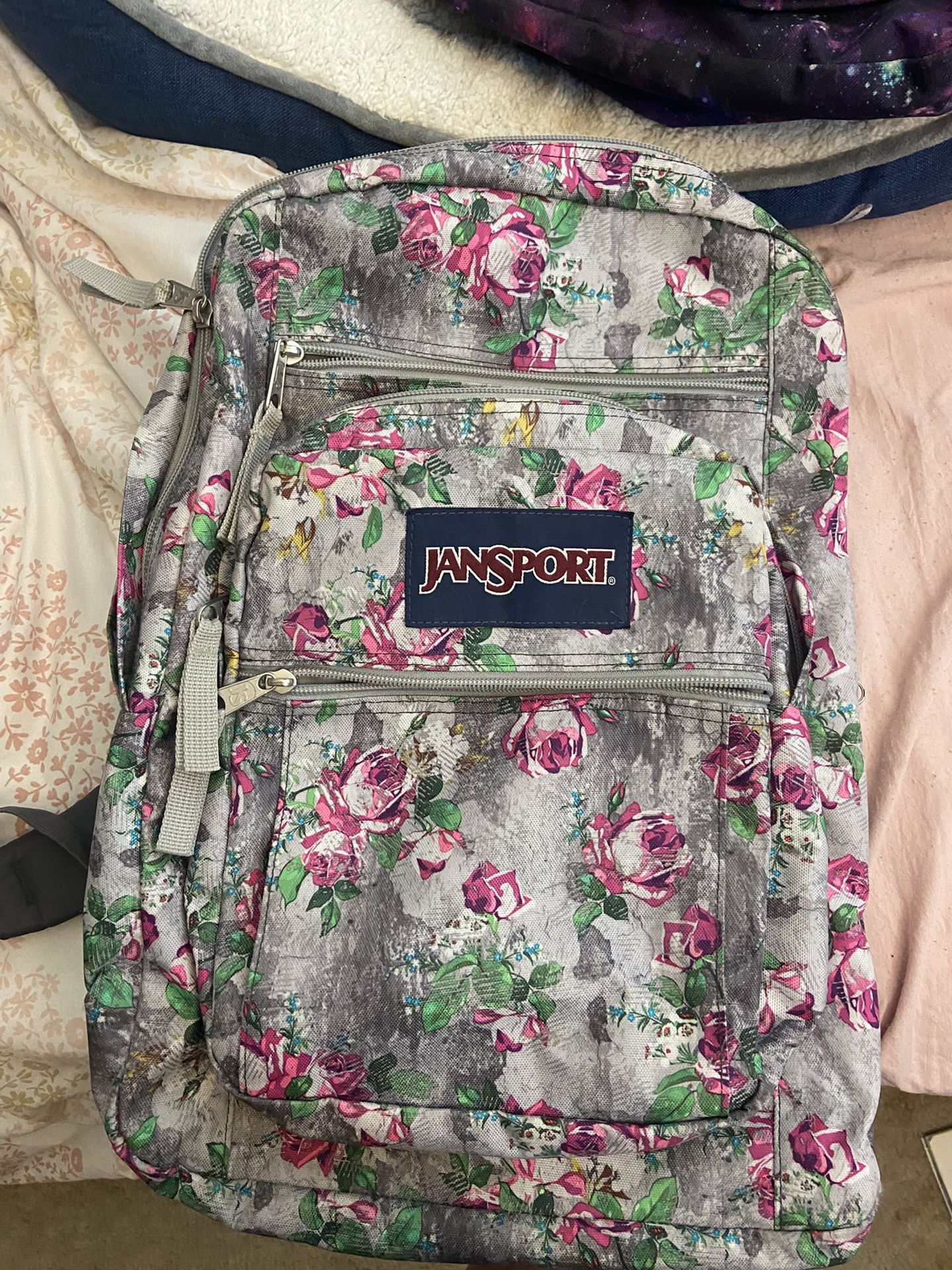 Grey Floral Jansport Backpack 