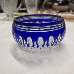 Waterford Crystal Clarendon Cobalt Blue Cut To Clear Bowl 6” Inch