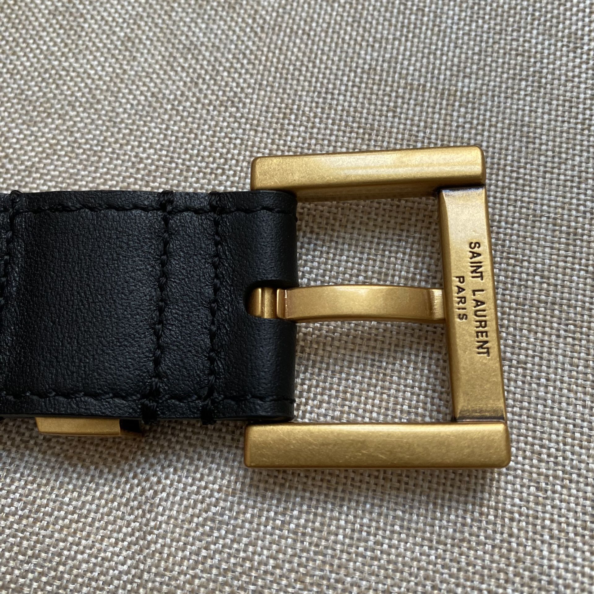 Saint Laurent Paris size 80 Black Gold Leather Belt display picture 1