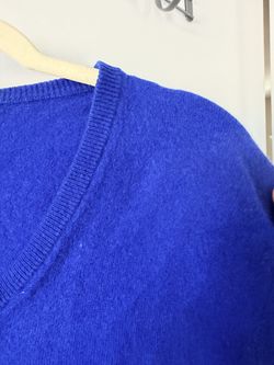 J.Crew Men's 100% Cashmere V-Neck Sweater, Blue, Size M