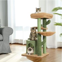 Cat Tree Cat Tower Cat Tree Combination Tower with Scratching Post Cute Cactus House Furniture with Pet Scratcher Cat Tree Condo Cat Tree Indoor Climb