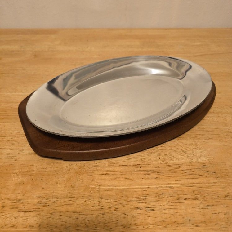 NEW Wooden charger with metal tray