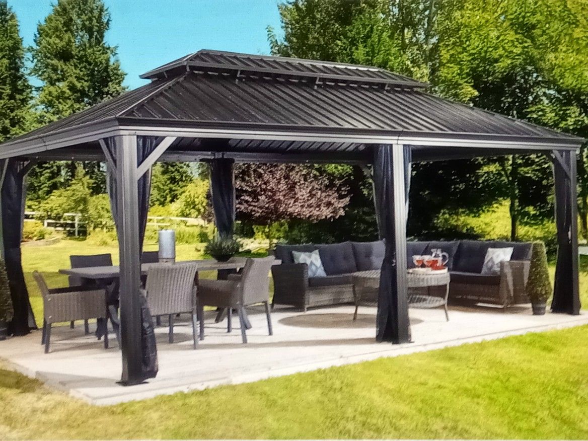 Sojag/Messina Galvanized Steel Roof Sun Shelter Gazebo 12' x 20' - NEW in Box