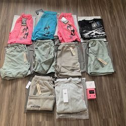 Hellstar short,Essential shorts,Alo zip up,Pods,cologne,and hellstar shirt.