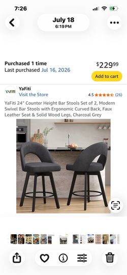BRAND NEW GREY SWIVEL BAR STOOLS