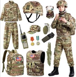 NEW - Halloween Army Costume for Boys, 6-9 Years, 13 Pieces