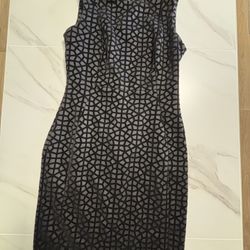 Calvin Klein Women's Geometric Flocked Sheath Dress Black SZ 6