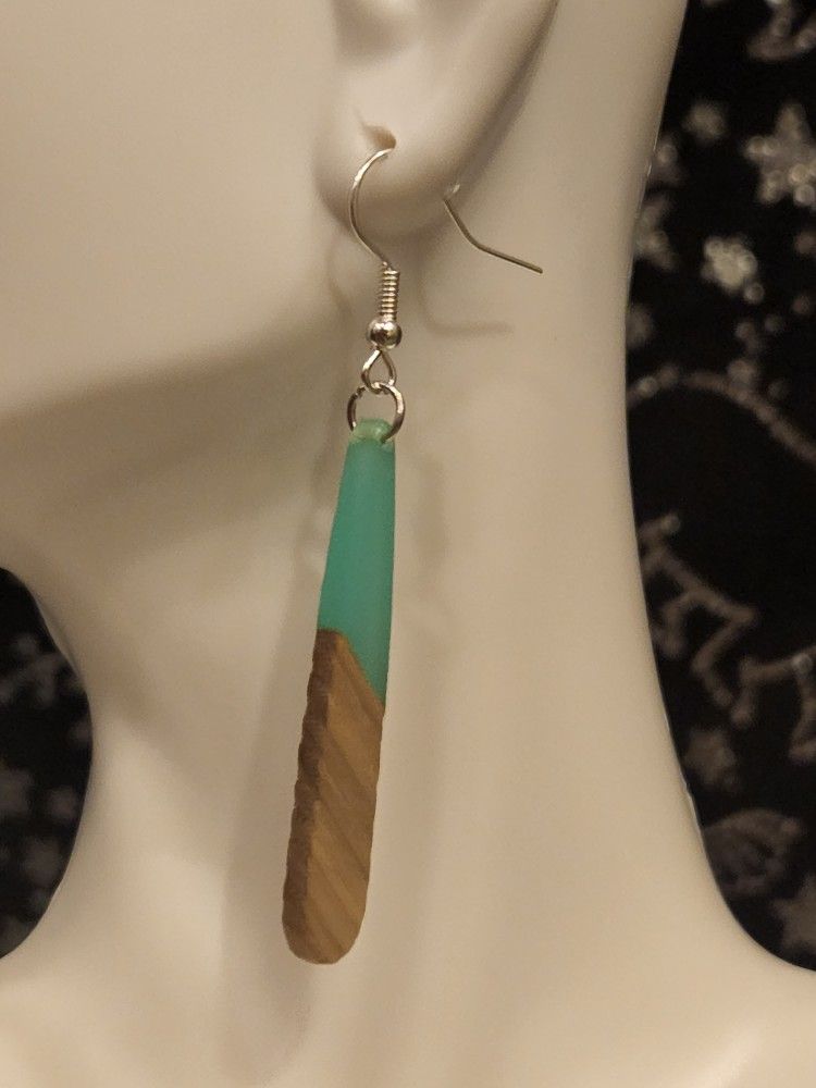 Turquoise Wooden Earrings