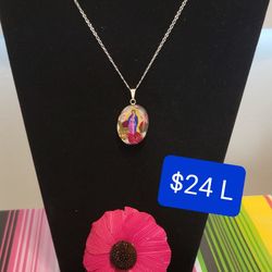 Silver Necklace Chain & OurLadyofGuadalupe Pendant For 23 Or Chain 10, Pendant 15. Cadena Y Dije Por 23 O Cadena 10, Dije 15