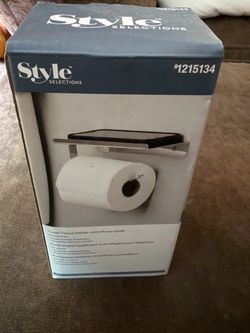 Toilet Tissue Holder with Phone Shelf