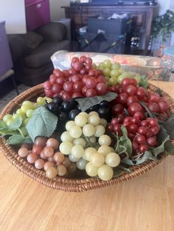 Faux Grapes And Basket