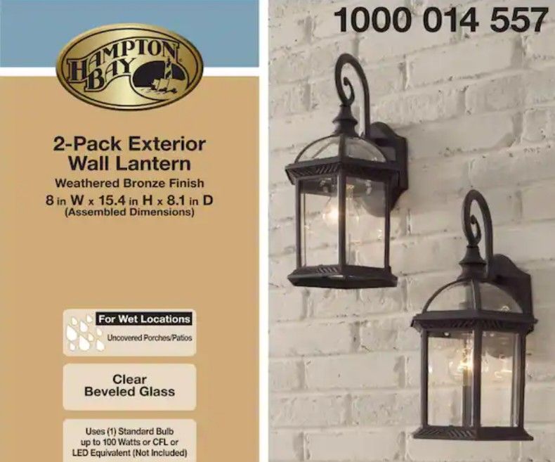 Hampton Bay
Wickford 15.4 in. Outdoor Sconce (2-Pack)