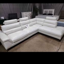 Great Buy White Leather Sectional (New)