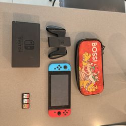 Nintendo Switch With Case And Games
