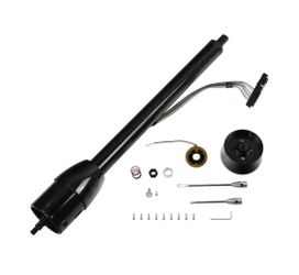 30" Stainless Steel Tilt Manual Universal Steering Column & Wheel Adapter No Key Black