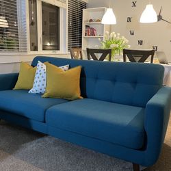 Teal Mid Century Modern Queen Sleeper Sofa
