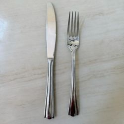 2pc Hampton Elana Dinner Knife and Fork Stainless Round Tip Beveled Edge