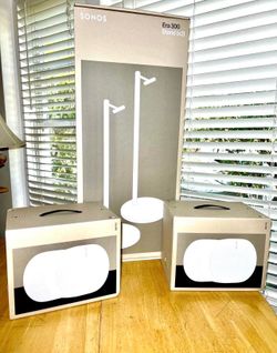 Immersive Music Set + Stands!!!! 2X Sonos Era 300 (White) + A PAIR of Sonos Era 300s Stands (White) Brand New Sealed Includes Warranty.