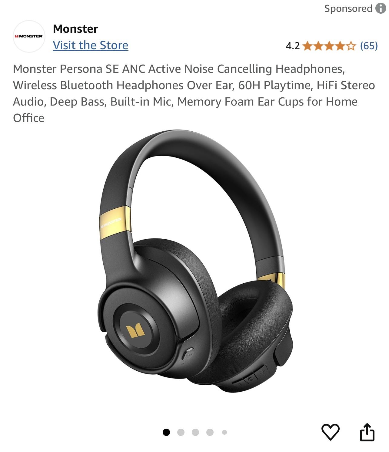 Monster Headphones Wireless Bluetooth New With Box.