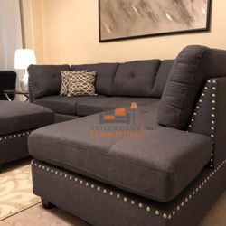 Brand New Gray Sectional Sofa Couch With Ottoman