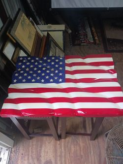 Solid oak american flag