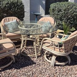 Outdoor Patio Furniture Rattan Chairs Are Rockers/Cushions No Holes Or Ripe 
