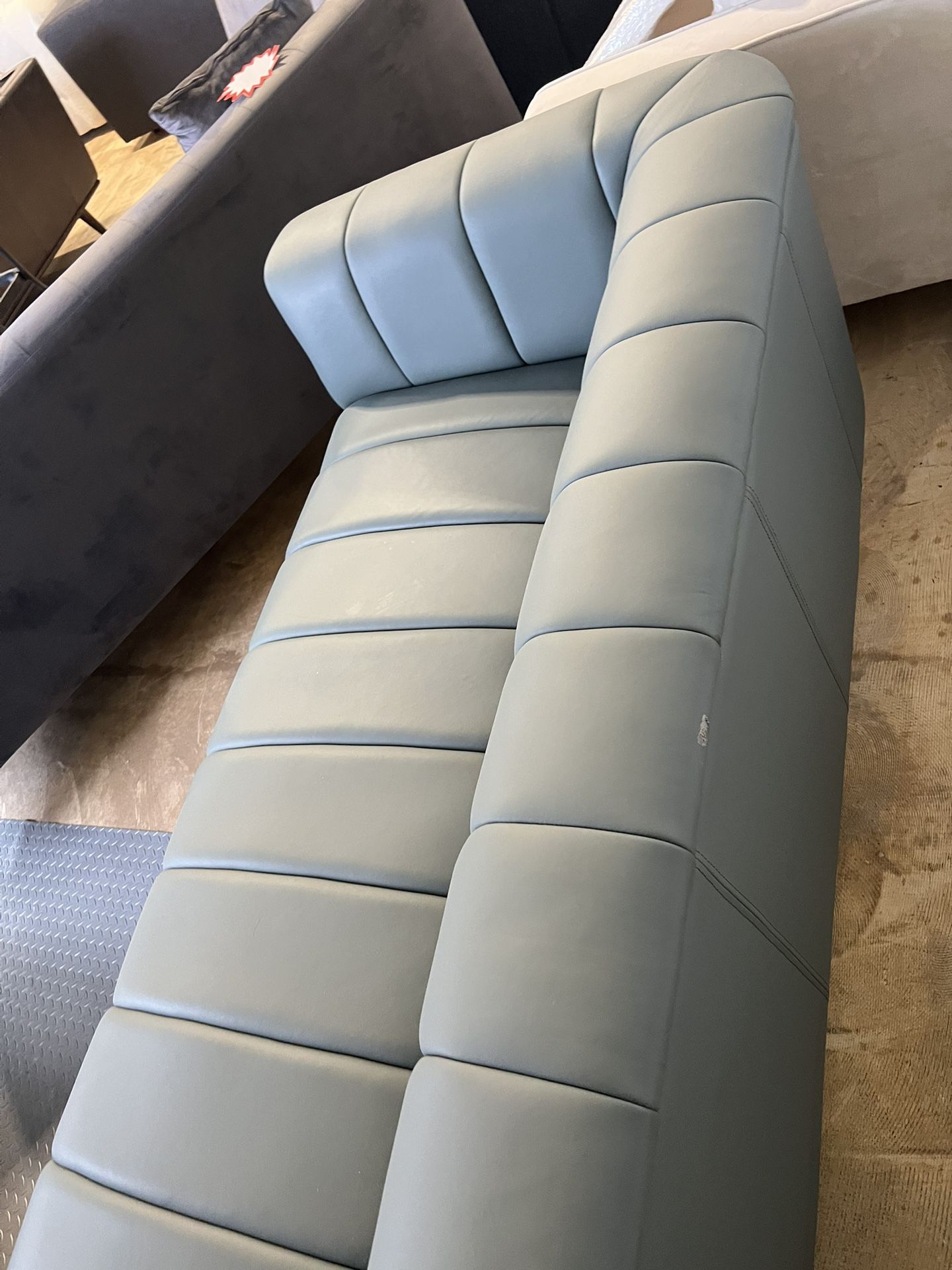 Clodine Blue Leather Sofa