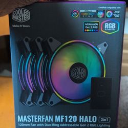 3in1 Cooler Master MF120 Halo 120mm Black RGB Case Fan w/ Gen 2 Controller