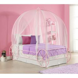 New Fairytale Girls Twin Metal Carriage Bed Frame