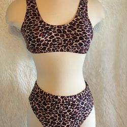Leopard Print bikini swimsuit Set NWT Size Small