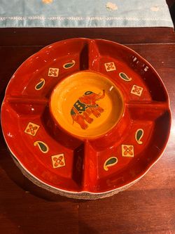 Pier 1 elephant 13” chip & dip serving bowl tray