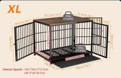 R2) Furniture Style Crate with 3 Doors For dogs black color $120