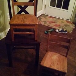 2 antique doll or child wood chairs