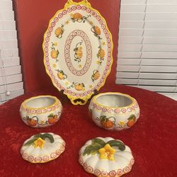 TEMP-TATION BY TARA CERTIFIED HAND PAINTED HAND CRAFTED (5pc) PUMPKIN PATCH