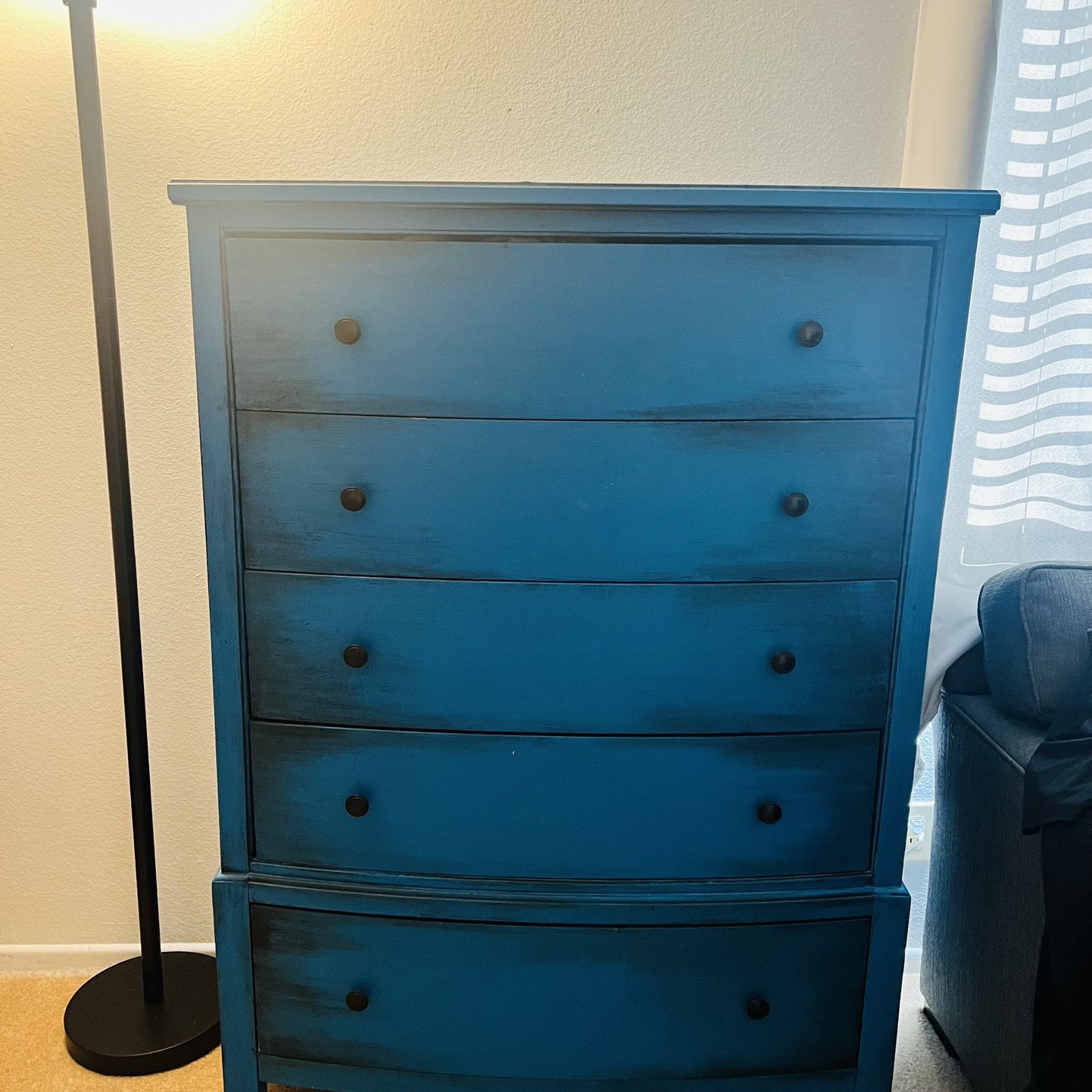Unique Blue Wooden Dresser 